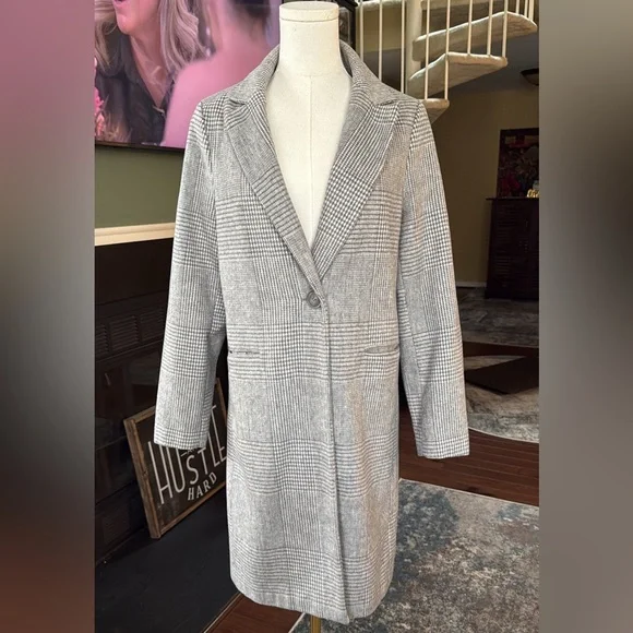 ASOS New Look Tailored Plaid Coat in Gray - Picture 3 of 7